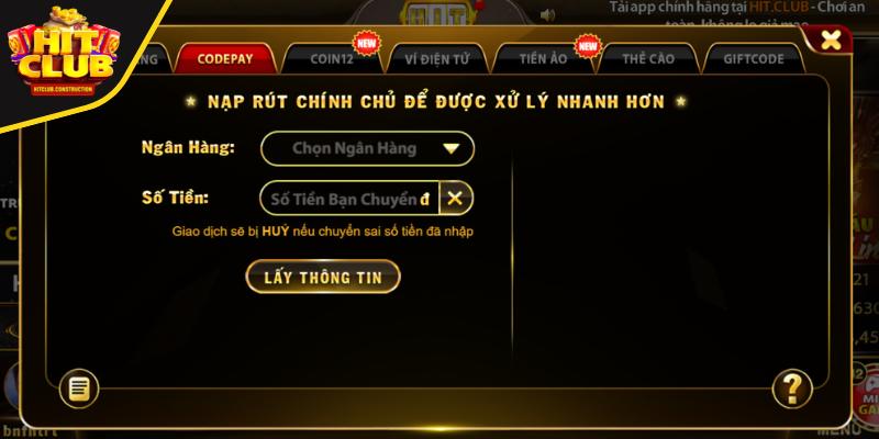 Thể lệ thưởng nạp lần đầu Hitclub